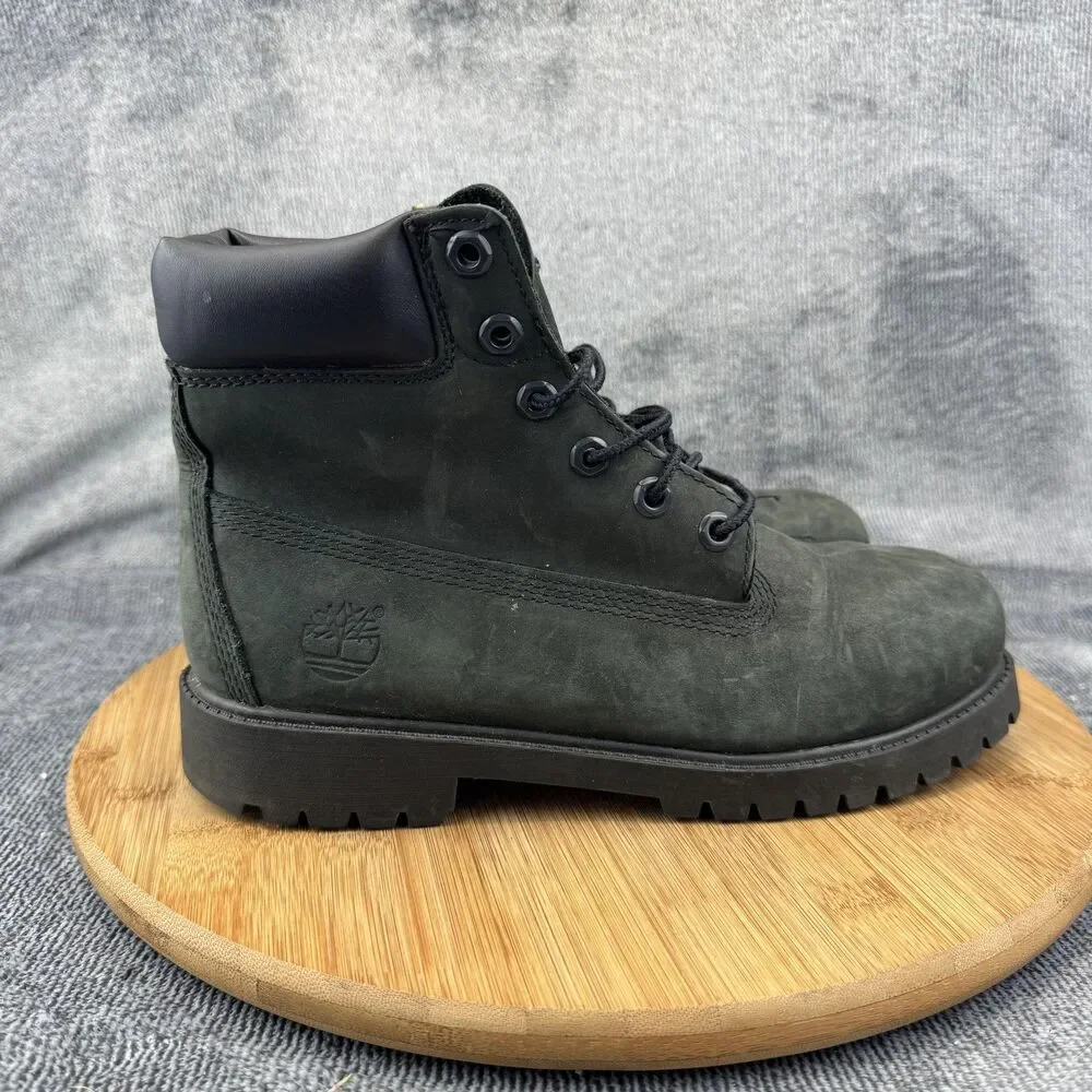 Timberland Boots Mens Size 5.5 Green Nubuck Leather Padded Collar Lug Sole